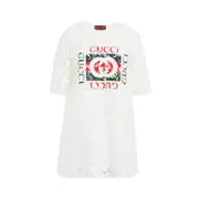 [Gucci] Gucci-Off White Wool Flower Lace Top-Donna 38 IT