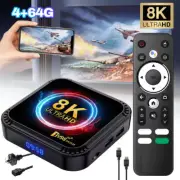 4G+ 64G TV Box Quad Core 8K Bluetooch WIFI Android 13 Streaming Media Player AU