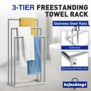 Towel Bar Rail Rack Drying Stand Bathroom Organizer Clothes Hanger Holder 3 Tier