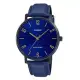 CASIO 指針男錶 皮革錶帶 藍色錶面 生活防水 MTP-VT01BL(MTP-VT01BL-2B)