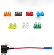 EKYLIN Car Motor ADD Circuit Blade Style Fuse Adapter Cable Add-A-Circuit Fuse Holder APS ATT Low Profile ATM LP FUSETAP TAP with 7 Fuses Set 5, 7.5, 10, 15, 20, 25, 30 AMPS - Standard Medium Size