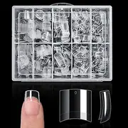 Buqikma 500PCS Short Nail Tips for Acrylic Nails - Clear Lady French Acrylic Style False Nails Short Nail Acrylic Artificial Tip Manicure with Box ( Clear )