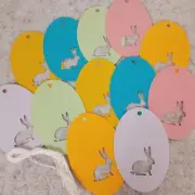 Handmade Paper Gift Tags with String Easter Spring Bright Colors-Bunny Rabbit