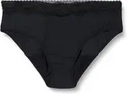 [Haute pression] Women's Pink High Menstrual Panties with Lace Elastic Waist, Light Flow T42 Underwear, Black, UK 14, Black, 14