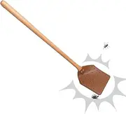 2 Fly Swatter - Wood Handle Punched Leather Flyswatter with Storage Hook, Portable and Fly Swatter, Strong Flexible Manual Swat for Indoor/Outdoor/Home/Classroom