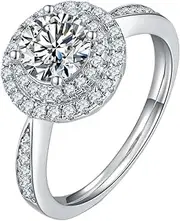 [LOEXZAH] Moissanite Wedding Ring for Women 1 Carat Diamond Engagement Rings 18K White Gold Plated 925 Sterling Silver Moissanite Ring Lab Diamond Rings Womens Diamond Rings