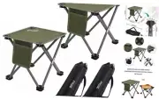 2 Pack Camping Stool,Portable Folding Compact Lightweight Stool Seat Dark Green