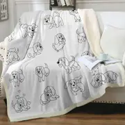 Funny and Cute Puppy Drawings Throw Blanket