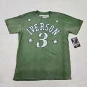 NWT Sz MEDIUM Men's Roots of Fight Allen Iverson T-Shirt #3 76ers Green Dye Tee