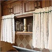 1 Panel Sheer Voile Valance Curtains, Rod Pocket Embroidered Short Curtain Country Rustic Half Window Curtain Window Treatments Doorway for Laundry Cafe Farmhouse, WxL(White,150x60cm(59x24in))
