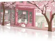 Cat Mouse Pad Large Desk Mat, Pink Cherry Blossom Computer Mousepad