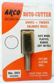 RARE Vintage Arco Roto-Cutter No.363 COARSE Shapes Finishes & Enlarges Holes NOS