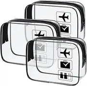 [YNR] Airport Security, Toiletry Bag, Toiletry Bag, Transparent Liquids Bag, Hand Luggage, Travel Bag, Aeroplane PVC Cosmetic Bag, Waterproof Toiletry Bag, Pack of 3, Transparent, Clear Toiletry Bag