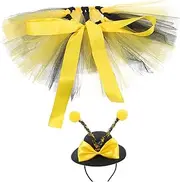 WOONEKY 1 Set Puppy Bee Costume Skirt with Hat Stylish Dog Apparel for Parties Festivals Lightweight Pet Clothes for Dogs for Halloween Special Occasions