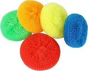 Dish Scrubber 3Inch Round Plastic Kitchen Scrubbers 5Pcs Non Scratch Scrubbing Pads Mesh Pot Scrubber Reusable Dish Scrubbies Kitchen Cleaning Tools Color Random-