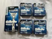1x Gillette Mach 3 Turbo Razor 1 Handle with 1 Cartridge & 4x Cartridges 4 Ct Ea