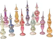 CraftsOfEgypt Genie Blown Glass Miniature Perfume Bottles for Perfumes & Essential Oils Set of 20 Decorative Vials Each 4 High (12cm) Assorted Colors