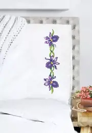 Tobin Stamped For Embroidery Pillowcase Pair 20"X30"-Irises T232251