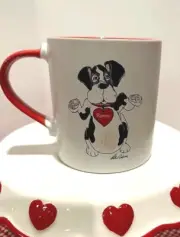 Heather Goldminc Signed Blue Sky Clayworks Romeo Dog Lover Not Biter Mug NEW