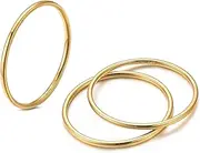 [NOKMIT] 1mm 14K Gold Filled Stackable Rings for Women Band Rings Knuckle Finger Stacking Ring Gold Plain Dome Comfort Fit Size 5 to 10
