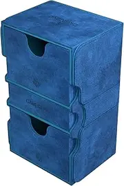Gamegenic Stronghold 200+ XL Convertible Deck Box | Double-Sleeved Card Storage | Card Game Protector with Accessories Drawer | Nexofyber Surface | Holds up to 200 Cards | Blue Color | Made by