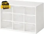 Mini Storage Drawers, Small 9 Drawers Organizer Bins Stackable Clear Plastic Box