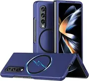 [RUNGOS] for Samsung Galaxy Z Fold 3 Case MagSafe (Bare Metal Feel) [Strong Magnetic] [Slim Fit, Ultra Light] Wireless Charging Samsung Fold 3 Case, Shockproof Cover for Galaxy Fold 3 Case 2021, Blue