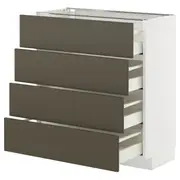 METOD / MAXIMERA base cab 4 frnts/4 drawers, white/Havstorp brown-beige, 80x37x80 cm