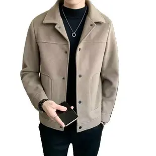 男士夾克 秋冬季韓版 潮流緊身 休閒毛呢 男毛呢外套 短版高級感