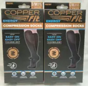 Copper Fit Energy Compression Knee High Socks 1 Pair Size S/M Or L/XL Black
