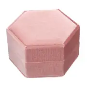 Velvet Necklace Storage Box Ring Case Box Pink Hexagon 4.1x3.5x2.2 Inch Corduroy