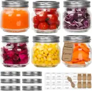 6-PK 8oz Mason Jars w/ Regular Lids and Labels - Glass Food Storage Canning Jars