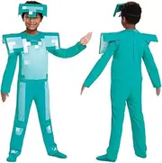 DISGUISE Official Minecraft Costume Kids, Diamond Armour Minecraft Costume Fancy Dress Up Outfit, Halloween Birthday World Book Day Costumes for Boys Children