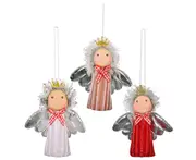 C84 3PCS Christmas Decoration Christmas Silver Wings Angel Girl Christmas Tree Pendant Scene Decoration Christmas Ornaments