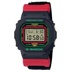 G-SHOCK 90年代復古方形聖誕配色休閒電子錶-黑X紅X綠(DW-5600THC-1)/42.8mm