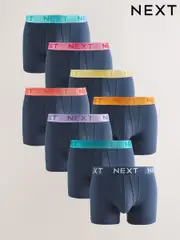 Navy Bright Waistband A-Front Boxers 8 Pack (E82761) | $73