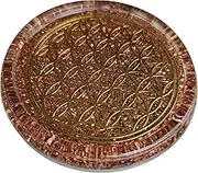 ZZYBIA ORGONITE ORGONE 4" Flower of Life Coaster Water Charging Plate Energy Reversible Dome