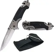 PISAU Folding with Liner Lock, Pocket Clip. Stainlees Steel Handle Perfect for Camping, Fishing and Emergency