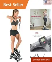 Portable Mini Stepper with Resistance Bands - Cardio Workout - 16.5L X 12.25W