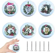 [Lasyman] 6Pack 1.5" Decorative Christmas Holiday Kitchen Peppermint Cabinet Door Knob Covers Ceramic Knobs for Dresser Drawers