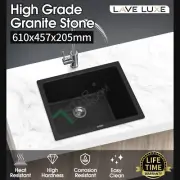 German Engineered Black Granite Stone Single Laundry Kitchen Sink Top/Undermount