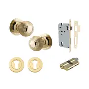 Iver Guildford Door Knob on Round Rose Entrance Kit Key/Key
