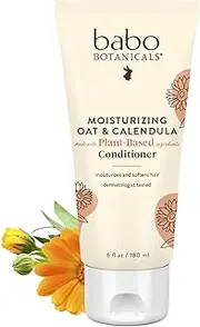 Babo Botanicals Moisturizing Conditioner, Oatmilk Calendula, 6 Ounce - Advanced Natural Family Haircare Treatment, Sensitive, Dry Hair & Scalp - Sulfate Free, Organic
