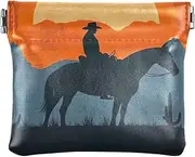 [ODAWA] Blossoming Apples Flowers Coin Purses Square Snap Change Cash Holder Pocket Wallet, Small Coin Purse for Credit Card, Keys, Lipstick, Retro Cowboy, one size, Retro Cowboy