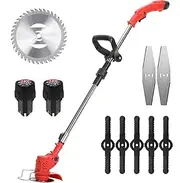 Grass Timmer, Cordless Weeder Battery Powered 24V Electric Weed Eater Edging Lawn Tool, Battery Powered Weeder Brush with 3 Types Blades, Cordless Trimmer for Garden and Yard