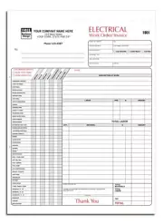 500 Electrical Work Order Invoices / Nebs Deluxe No. 6520 / 3 Part Carbonless