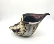 Murano Style Blown Art Glass Conch Shell Multicolor Purple Yellow Gray White NEW