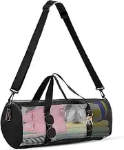 [KOVKCOVB] Mesh Duffel Bag Dive for Scuba or Snorkeling 23'' 36L Large Travel with Zipper Beach Bag Black
