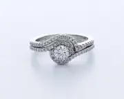 1.2 CT Natural Diamond G/SI1 Round Cut Platinum Prong Halo Accent Ring with Band