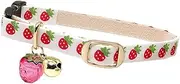 PetSoKoo Cute Cat Collar with Bell and Strawberry Charm.100% Cotton.Safety Breakaway Soft.for Girl Boy Male Female Kitten Collar